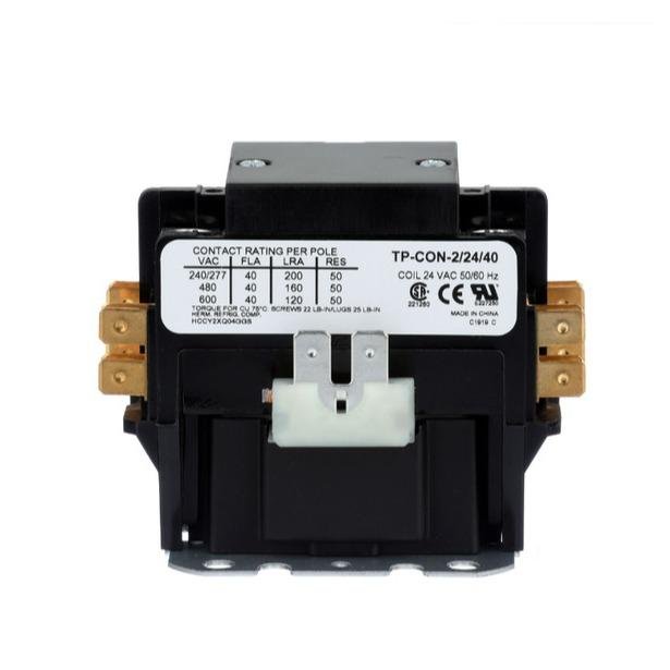 TRADEPRO TP-CON-2/24/40 - Contactor With Lugs & Cover - 2 Pole, 24 VAC, 40 Amp