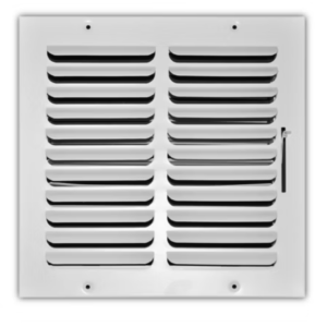 401M-10X10 - Fixed Curved Blade Wall/Ceiling Register 401M With Multi Shutter Damper, 1-Way, White, 10" X 10"