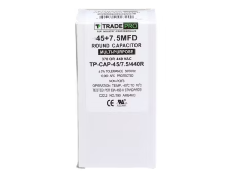 TP-CAP-45/7.5/440R - Run Capacitor, 45/7.5/440 VAC, Round, Dual Rated - Image 2