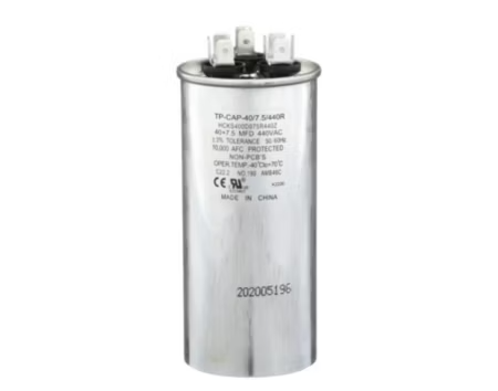 TP-CAP-40/7.5/440R - Run Capacitor, 40/7.5 440 VAC, Round, Dual Rated