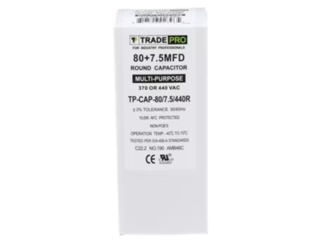 TP-CAP-80/7.5/440R - Run Capacitor, 80/7.5/440 VAC, Round, Dual Rated - Image 2