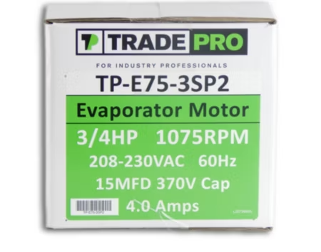TRADEPRO® - TP-E75-3SP2 - 3/4 HP, 1075 RPM, 3 Speed, 208-230V, PSC Evaporator Motor (OAO) - Image 3