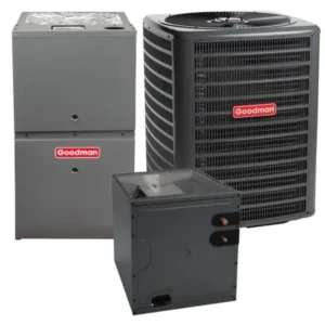 1.5 Ton 14.5 SEER2 40k BTU 80% AFUE 2 Stage Goodman Central Air Conditioner & Gas Furnace Split System - Upflow - R32