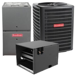 4 Ton 13.4 SEER2 80k BTU 80% AFUE 2 Stage Goodman Central Air Conditioner & Gas Furnace Split System - Horizontal - R32