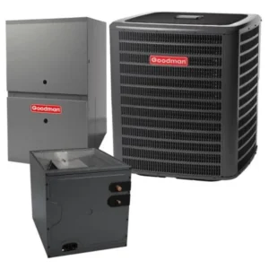 1.5 Ton 14.5 SEER2 60k BTU 80% AFUE 2 Stage Goodman Central Air Conditioner & Gas Furnace Split System - Vertical - R32